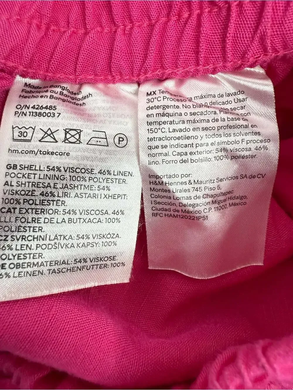 H&M linen pants pink bright Vibrant Fuchsia Maxi Skirt Pants
